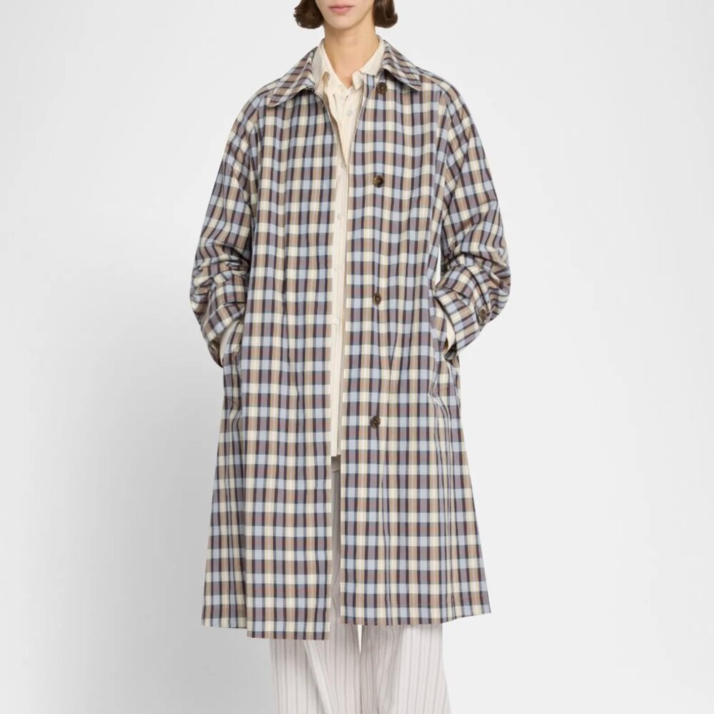 The Row Tavishina Checked Silk-blend Coat Beige